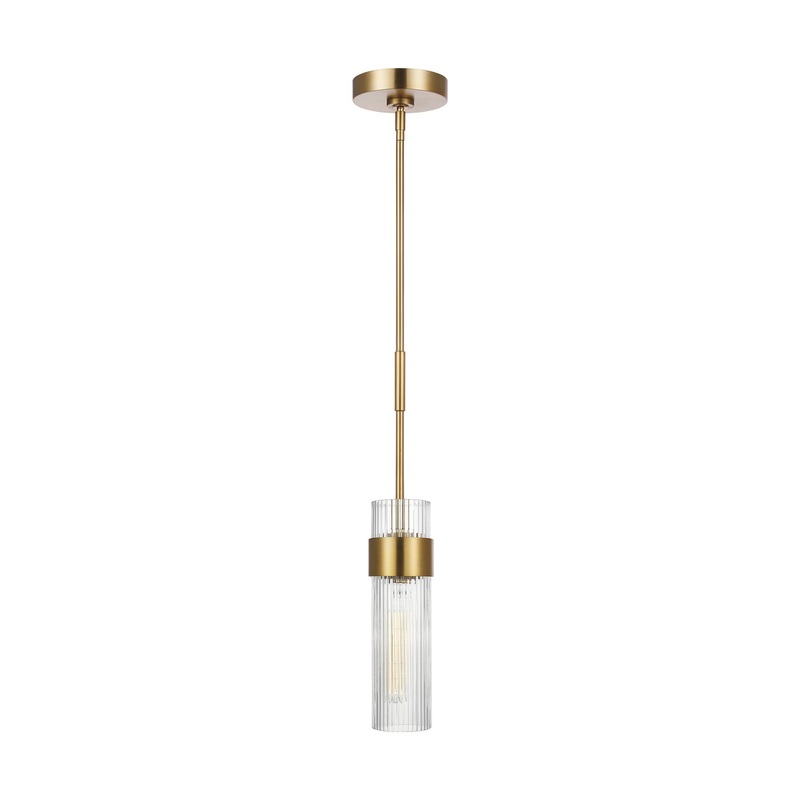 Visual Comfort Studio CP1161BBS Geneva One Light Pendant, Burnished Brass