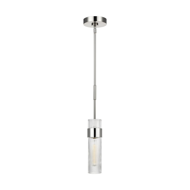 Visual Comfort Studio CP1161PN Geneva One Light Pendant, Polished Nickel