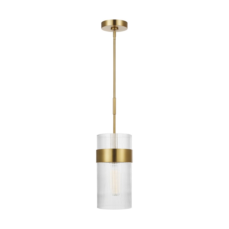 Visual Comfort Studio CP1171BBS Geneva One Light Pendant, Burnished Brass