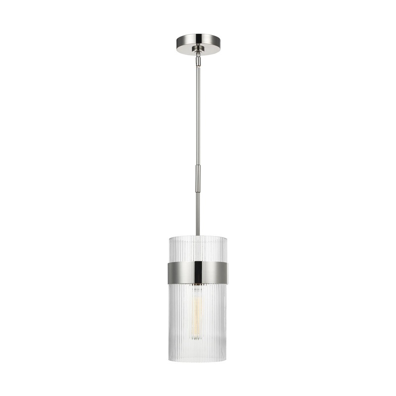 Visual Comfort Studio CP1171PN Geneva One Light Pendant, Polished Nickel