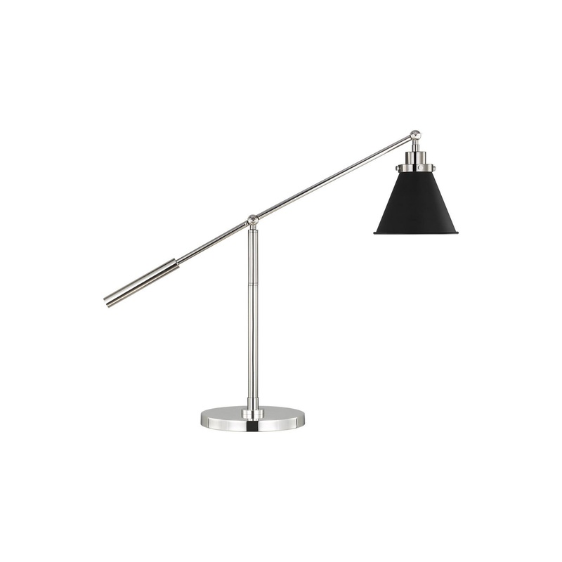 Visual Comfort Studio CT1091MBKPN1 Wellfleet One Light Desk Lamp, Midnight Black and Polished Nickel (Discontinued)