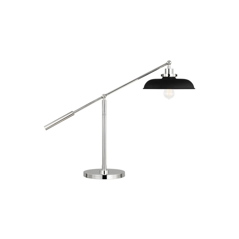 Visual Comfort Studio CT1111MBKPN1 Wellfleet One Light Desk Lamp, Midnight Black and Polished Nickel (Discontinued)