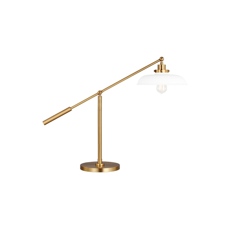 Visual Comfort Studio CT1111MWTBBS1 Wellfleet One Light Desk Lamp, Matte White and Burnished Brass (Discontinued)