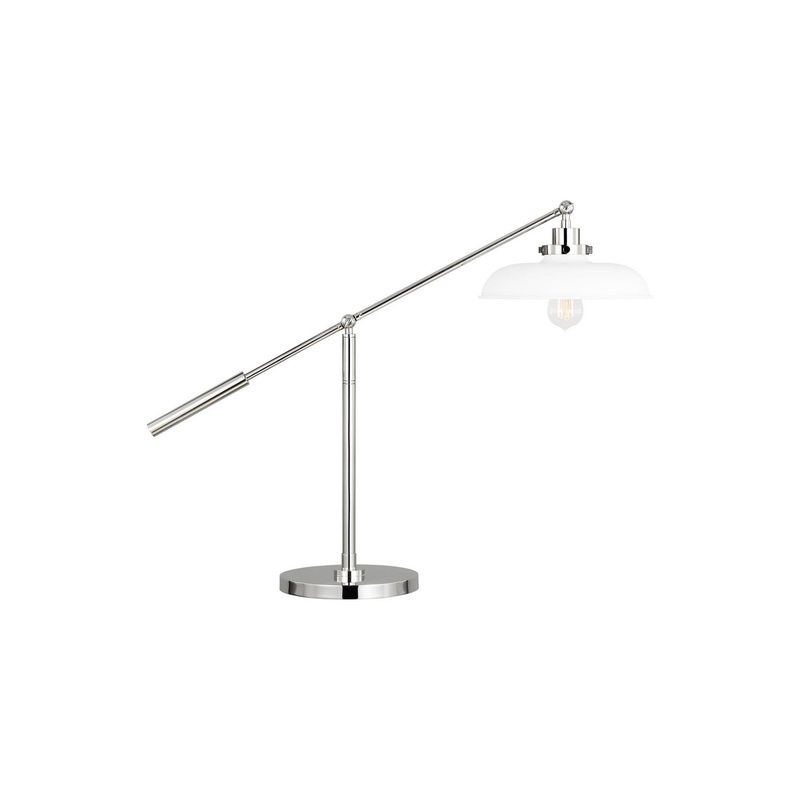 Visual Comfort Studio CT1111MWTPN1 Wellfleet One Light Desk Lamp, Matte White and Polished Nickel (Discontinued)