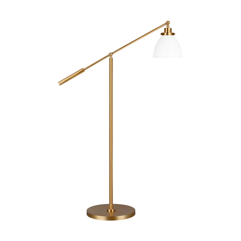 Visual Comfort Studio CT1131MWTBBS1 Wellfleet One Light Floor Lamp, Matte White and Burnished Brass (Discontinued)