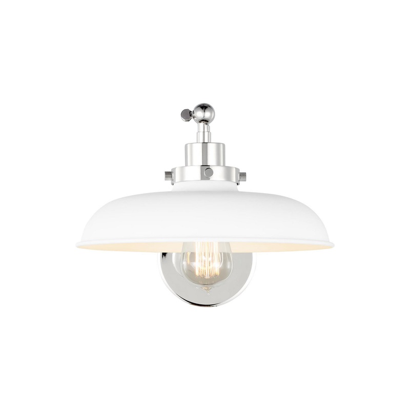 Visual Comfort Studio CW1141MWTPN Wellfleet One Light Wall Sconce, Matte White and Polished Nickel