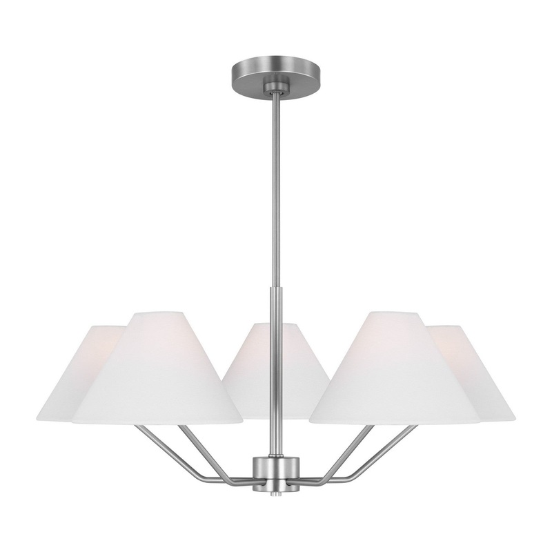 Visual Comfort Studio DJC1005BS Burke Five Light Chandelier, Brushed Steel