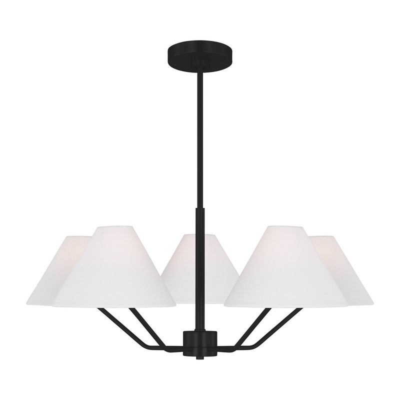 Visual Comfort Studio DJC1005MBK Burke Five Light Chandelier, Midnight Black
