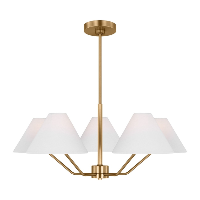 Visual Comfort Studio DJC1005SB Burke Five Light Chandelier, Satin Brass