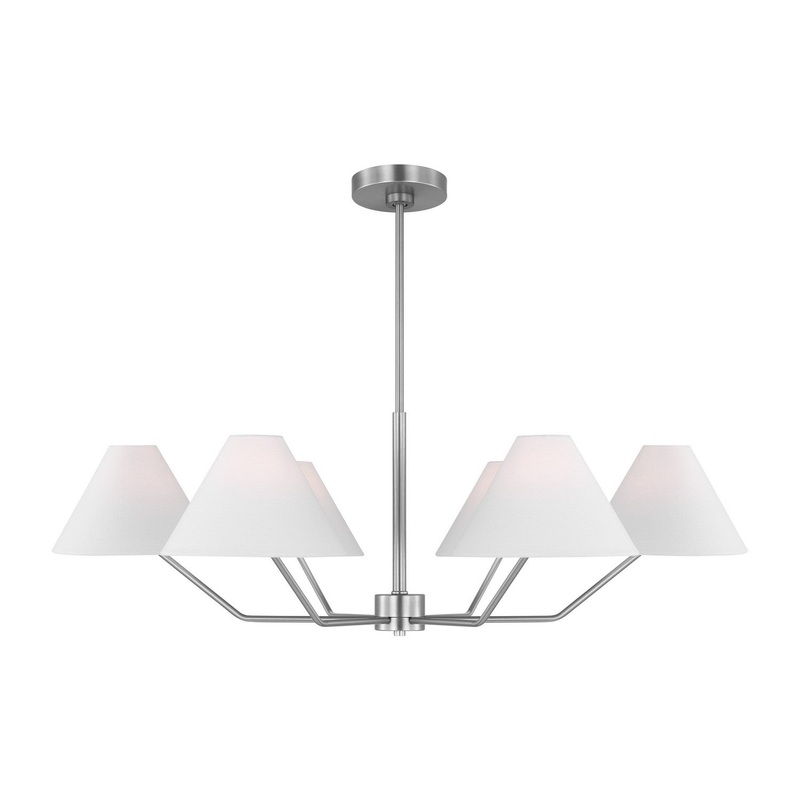 Visual Comfort Studio DJC1016BS Burke Six Light Chandelier, Brushed Steel