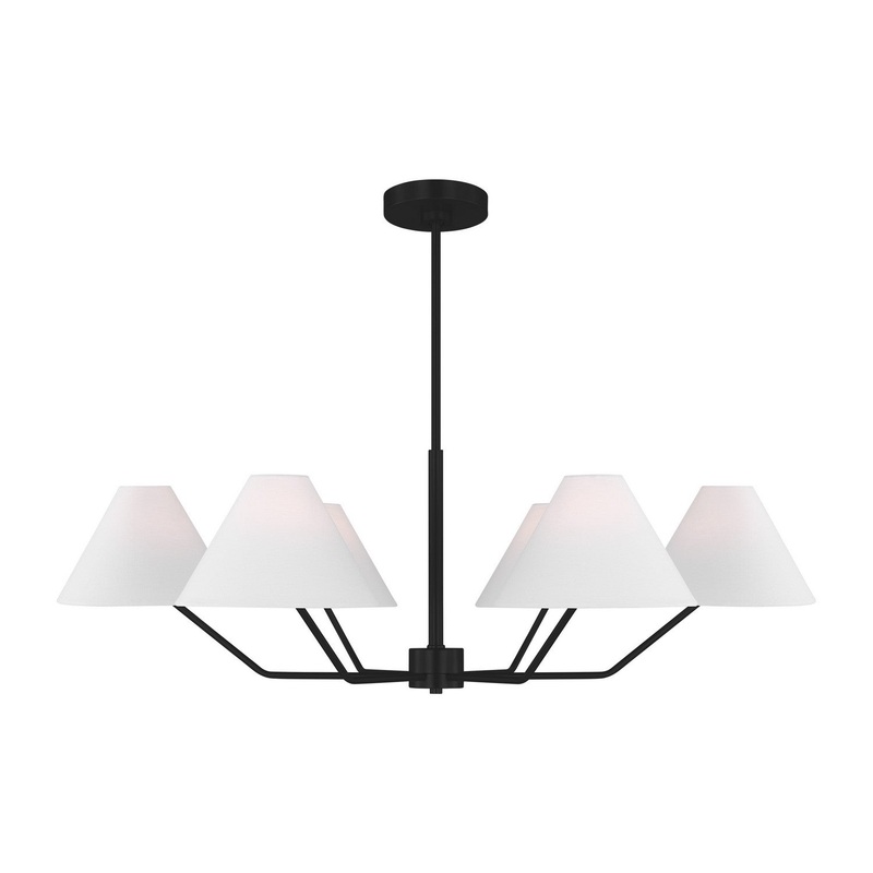 Visual Comfort Studio DJC1016MBK Burke Six Light Chandelier, Midnight Black
