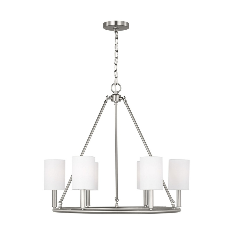 Visual Comfort Studio DJC1086BS Egmont Six Light Chandelier, Brushed Steel