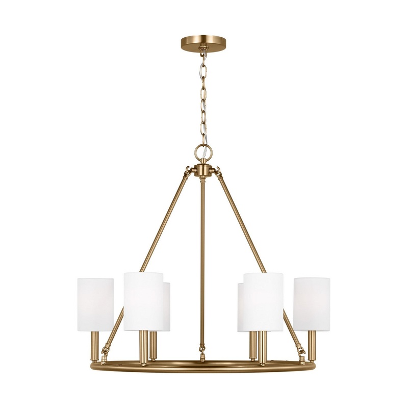 Visual Comfort Studio DJC1086SB Egmont Six Light Chandelier, Satin Brass