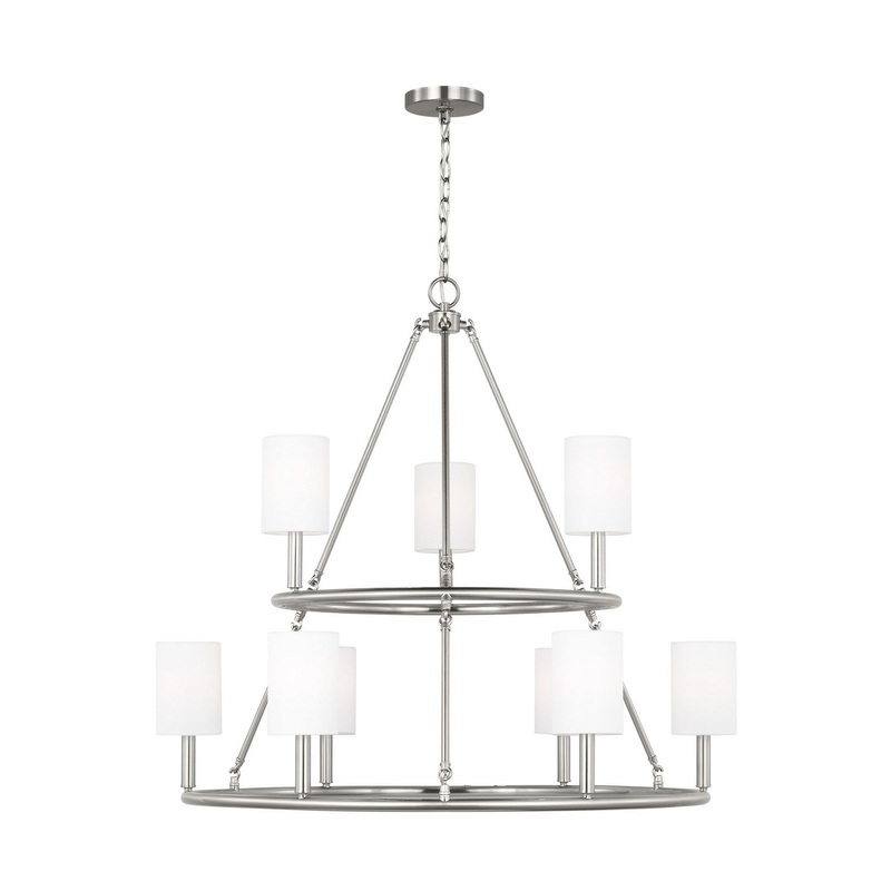 Visual Comfort Studio DJC1099BS Egmont Nine Light Chandelier, Brushed Steel