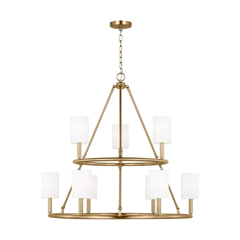 Visual Comfort Studio DJC1099SB Egmont Nine Light Chandelier, Satin Brass