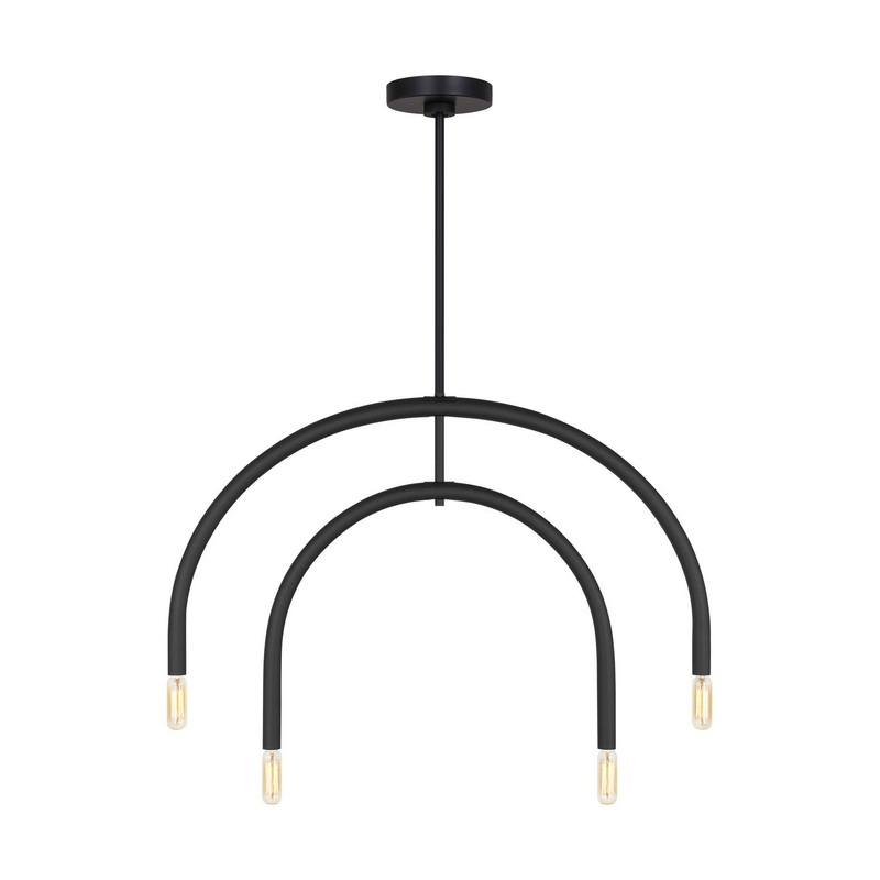 Visual Comfort Studio DJC1104MBK Hadden Four Light Chandelier, Midnight Black