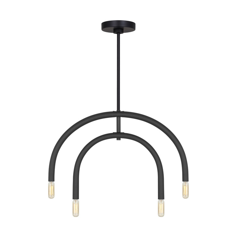 Visual Comfort Studio DJC1114MBK Hadden Four Light Chandelier, Midnight Black
