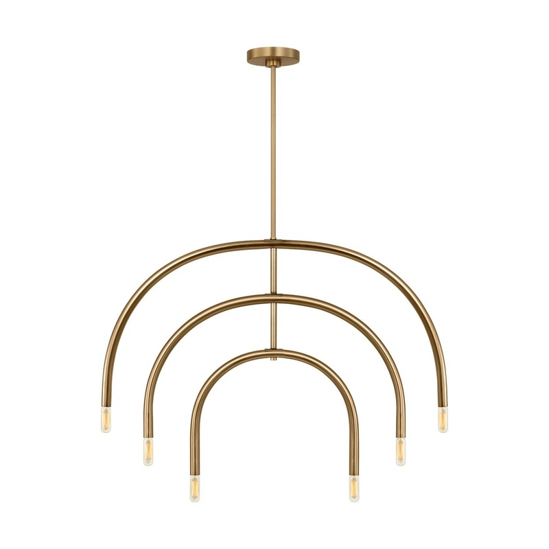 Visual Comfort Studio DJC1126SB Hadden Six Light Chandelier, Satin Brass