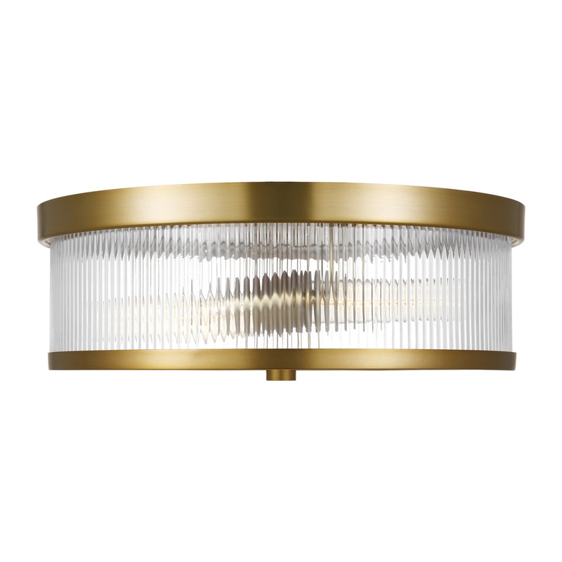 Visual Comfort Studio CF1052BBS Geneva Two Light Flush Mount, Burnished Brass