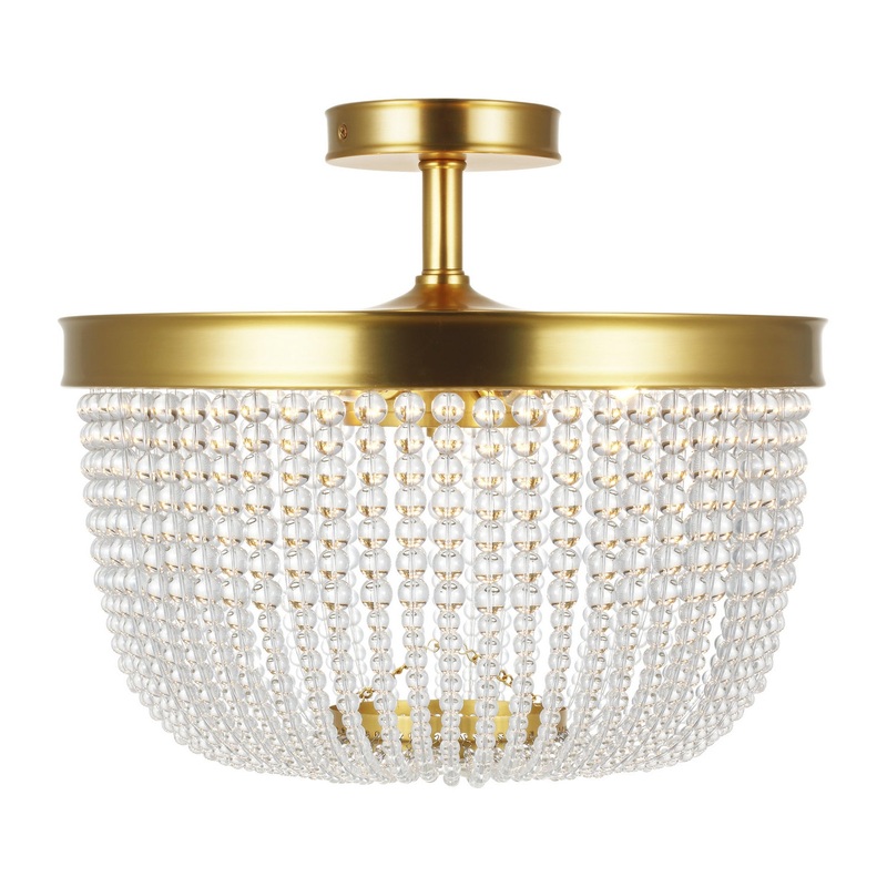 Visual Comfort Studio CF1076BBS Summerhill Six Light Semi Flush Mount, Burnished Brass
