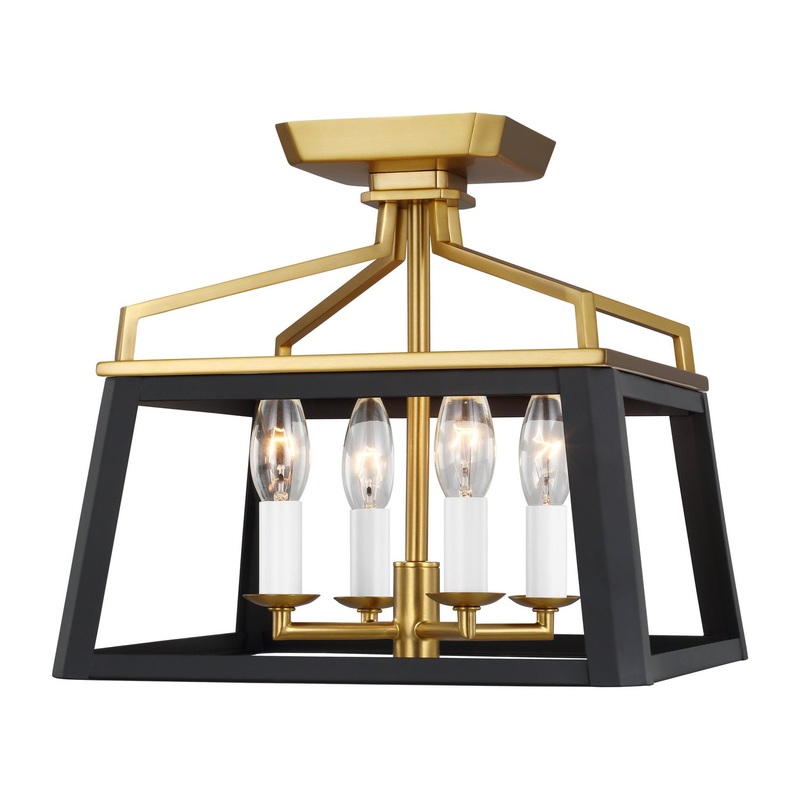 Visual Comfort Studio CF1084MBKBBS Carlow Four Light Flush Mount, Midnight Black