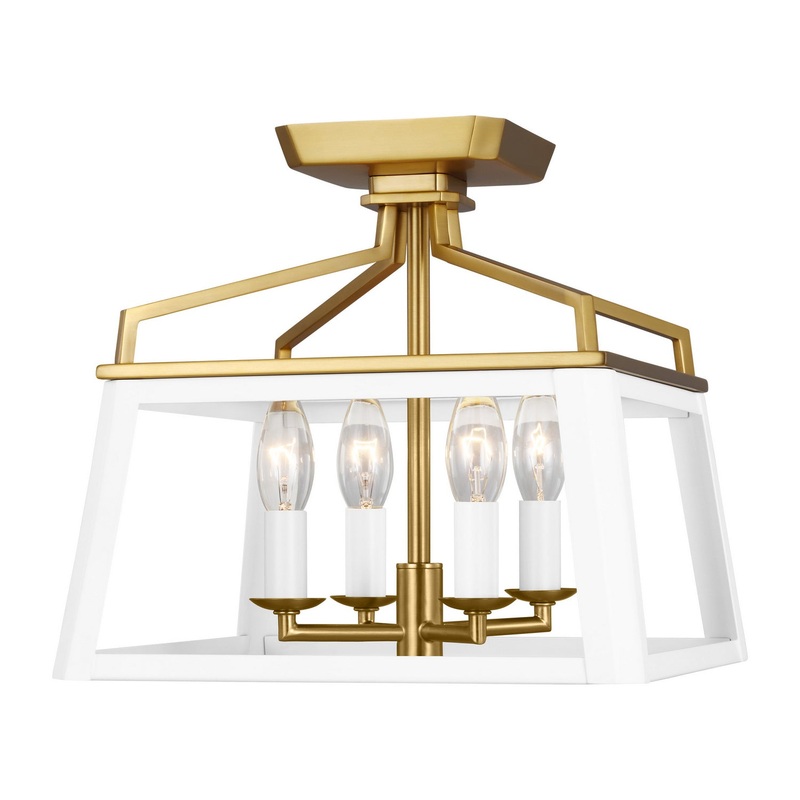 Visual Comfort Studio CF1084MWTBBS Carlow Four Light Flush Mount, White Matte