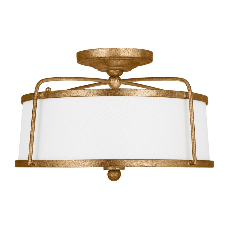Visual Comfort Studio CF1102ADB Stonington Two Light Semi-Flush Mount, Antique Gild
