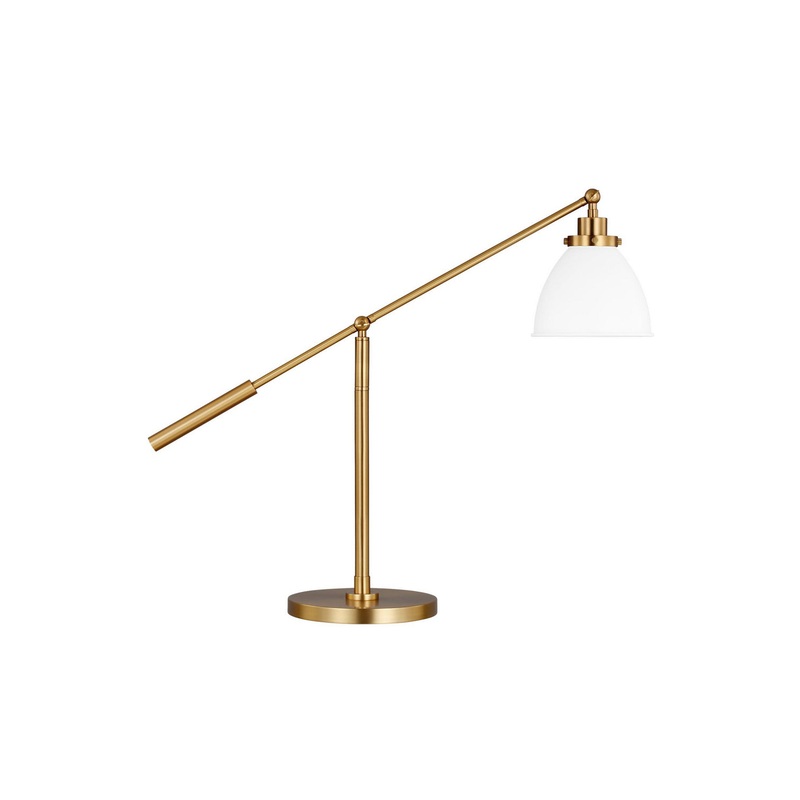 Visual Comfort Studio CT1101MWTBBS1 Wellfleet One Light Desk Lamp, Matte White and Burnished Brass (Discontinued)