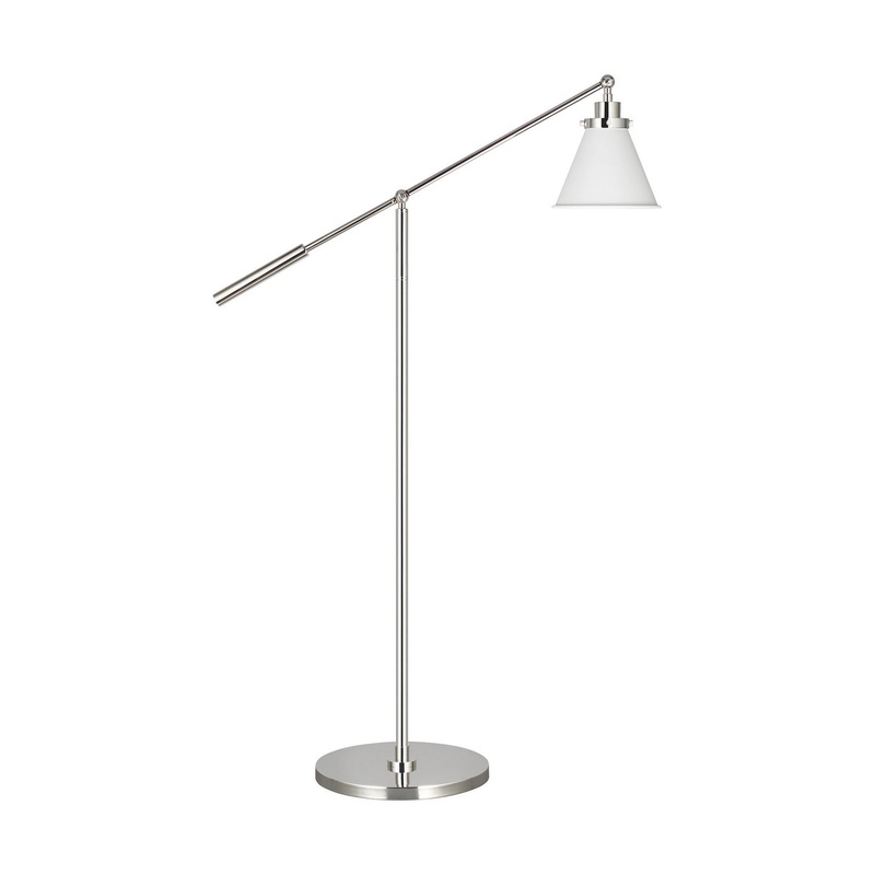 Visual Comfort Studio CT1121MWTPN1 Wellfleet One Light Floor Lamp, Matte White and Polished Nickel (Discontinued)