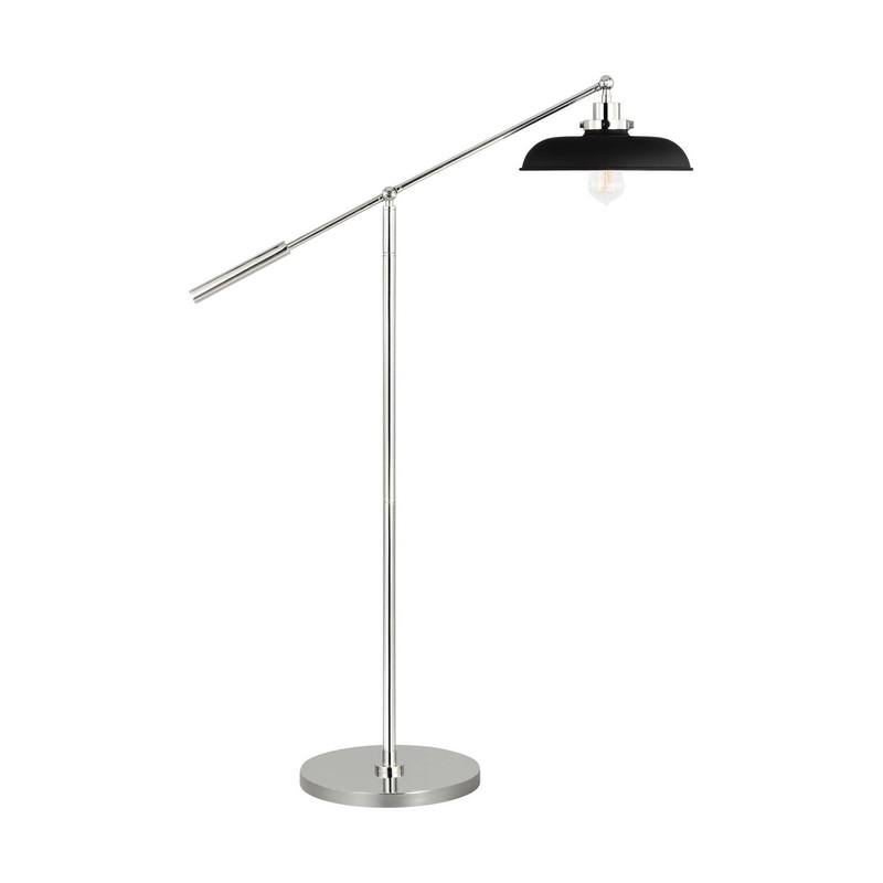 Visual Comfort Studio CT1141MBKPN1 Wellfleet One Light Floor Lamp, Midnight Black and Polished Nickel (Discontinued)