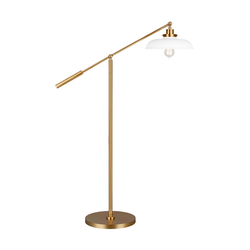 Visual Comfort Studio CT1141MWTBBS1 Wellfleet One Light Floor Lamp, Matte White and Burnished Brass (Discontinued)