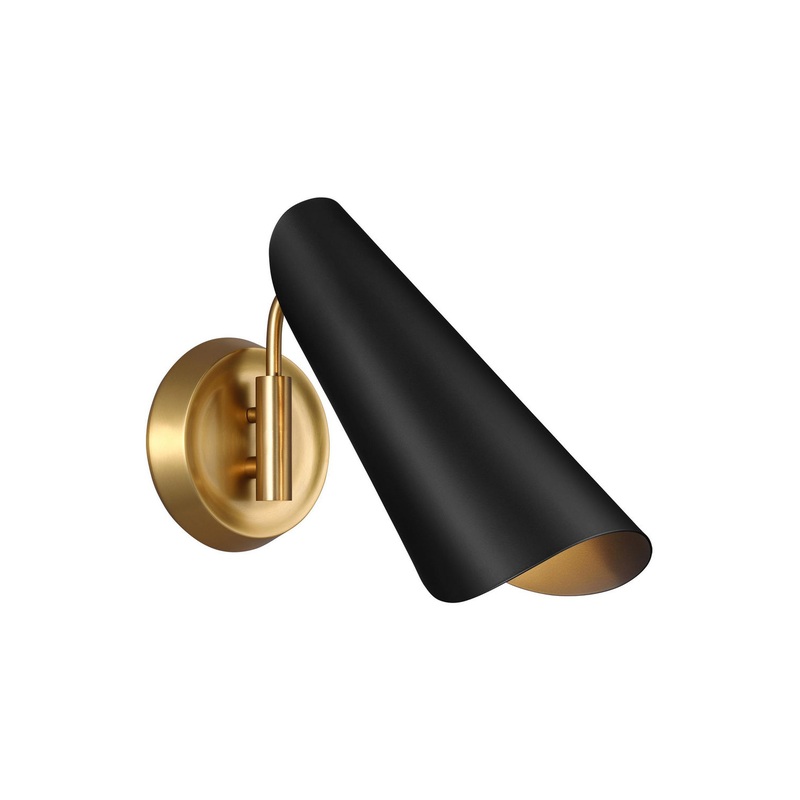 Visual Comfort Studio AEW1001BBSMBK Tresa One Light Wall Sconce, Midnight Black and Burnished Brass (Discontinued)