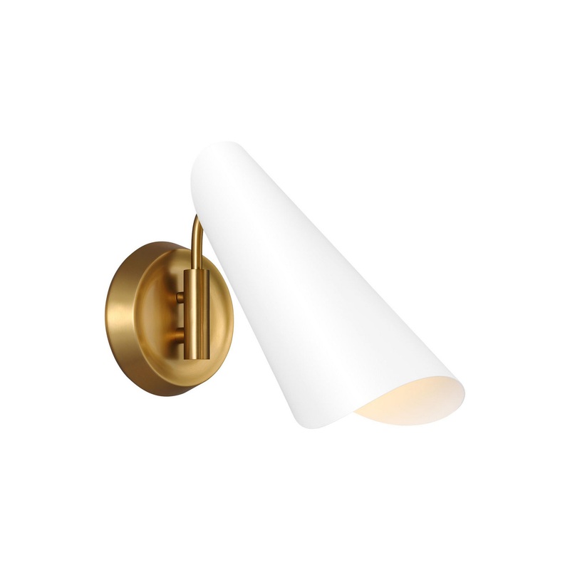Visual Comfort Studio AEW1001BBSMWT Tresa One Light Wall Sconce, Matte White and Burnished Brass (Discontinued)