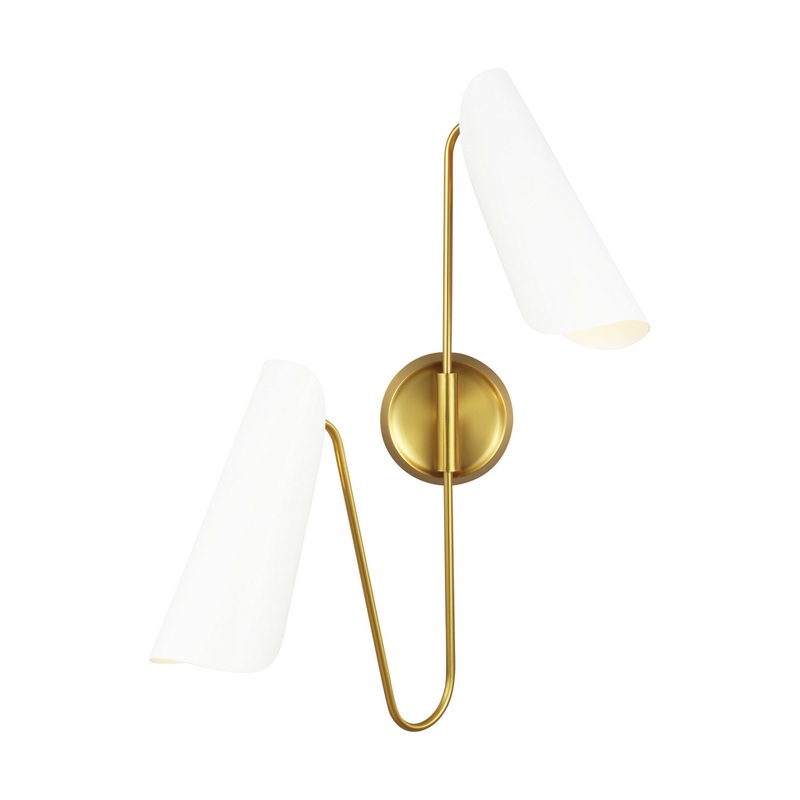Visual Comfort Studio AEW1002BBSMWT Tresa Two Light Wall Sconce, Matte White and Burnished Brass (Discontinued)