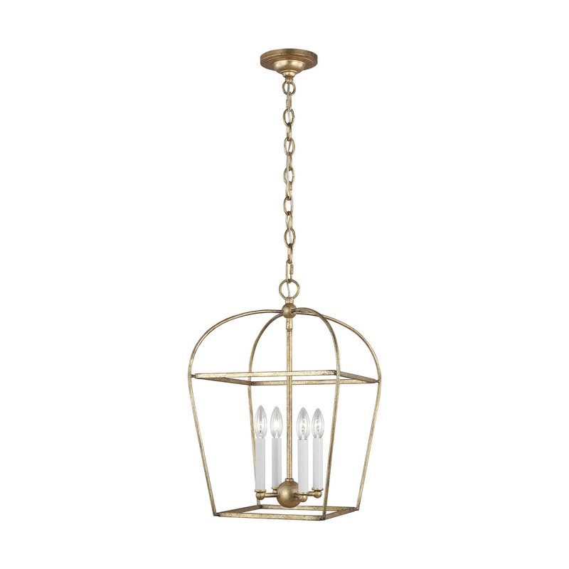 Visual Comfort Studio CC1084ADB Stonington Four Light Lantern, Antique Gild