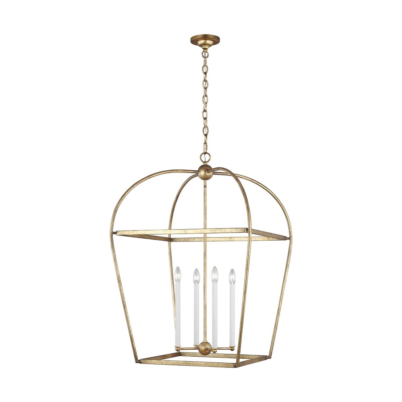 Visual Comfort Studio CC1104ADB Stonington Four Light Lantern, Antique Gild
