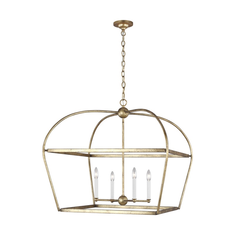 Visual Comfort Studio CC1114ADB Stonington Four Light Lantern, Antique Gild (Discontinued)
