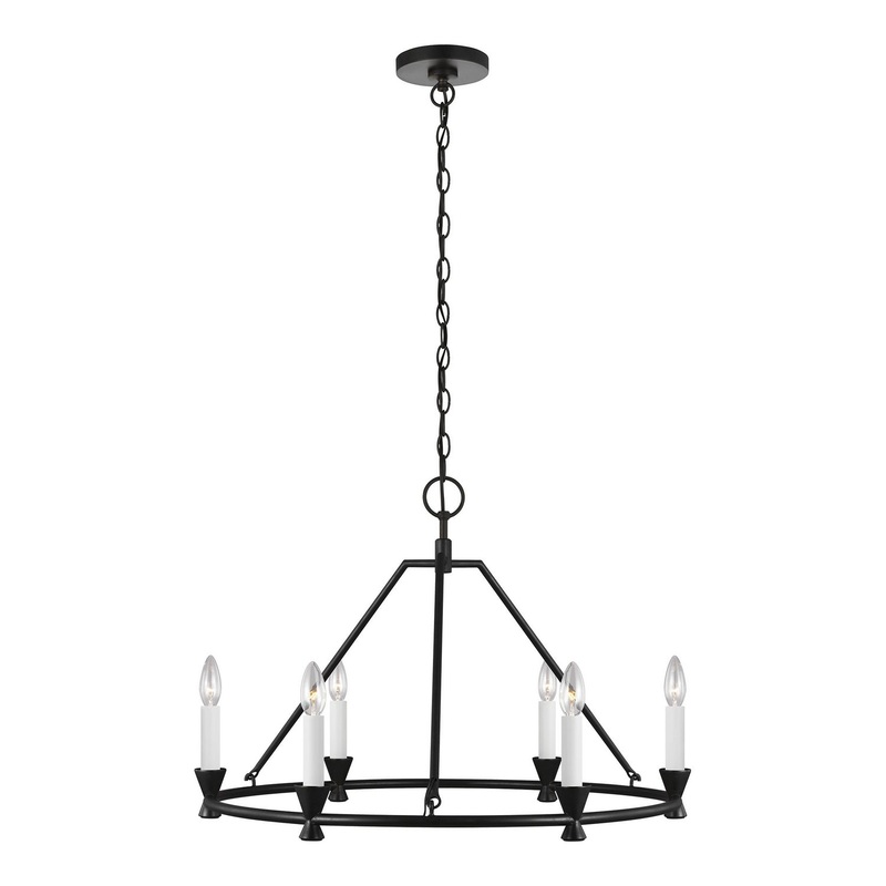 Visual Comfort Studio CC1196AI Keystone Six Light Chandelier, Aged Iron (Discontinued)