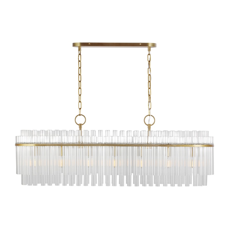 Visual Comfort Studio CC1307BBS Beckett Seven Light Linear Chandelier, Burnished Brass