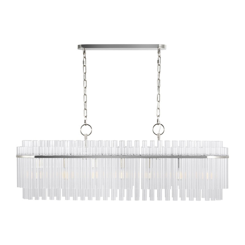 Visual Comfort Studio CC1307PN Beckett Seven Light Linear Chandelier, Polished Nickel