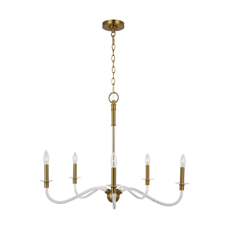 Visual Comfort Studio CC1315BBS Hanover Five Light Chandelier, Burnished Brass