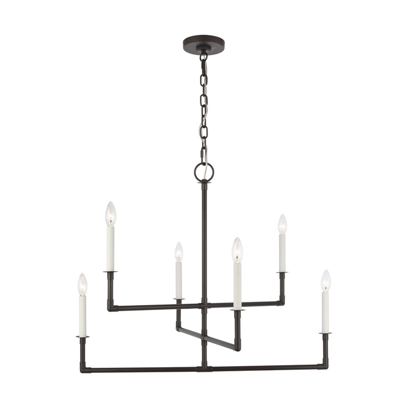 Visual Comfort Studio CC1346AI Bayview Six Light Chandelier, Aged Iron