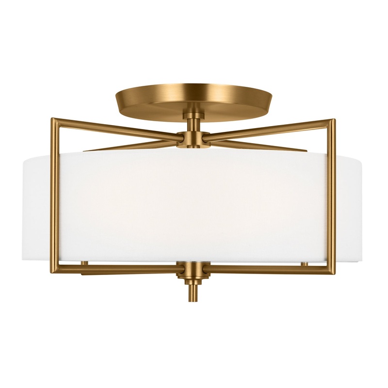 Visual Comfort Studio CF1113BBS Perno Three Light Semi-Flush Mount, Burnished Brass