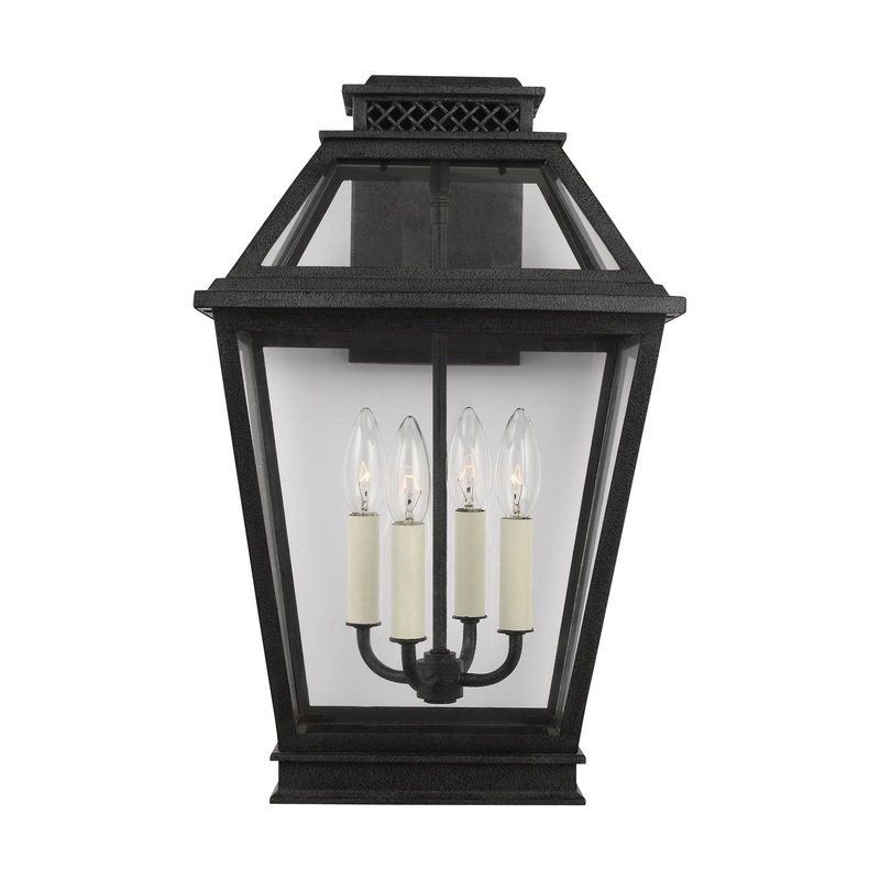 Visual Comfort Studio CO1034DWZ Falmouth Four Light Outdoor Wall Lantern, Dark Weathered Zinc