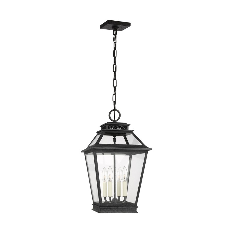 Visual Comfort Studio CO1054DWZ Falmouth Four Light Hanging Lantern, Dark Weathered Zinc