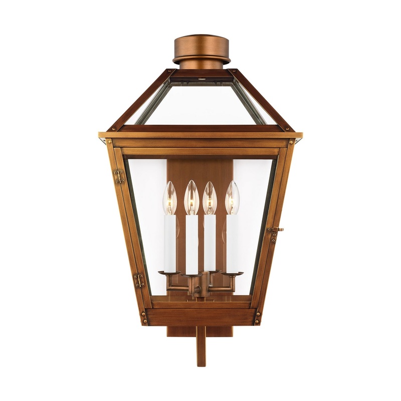Visual Comfort Studio CO1364NCP Hyannis Four Light Lantern, Natural Copper