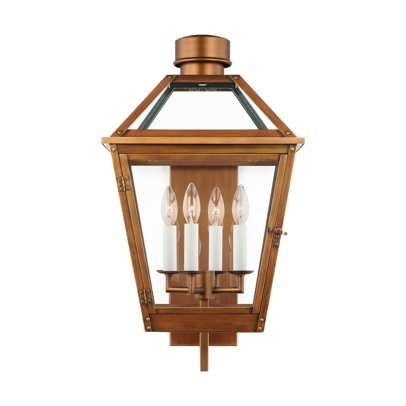 Visual Comfort Studio CO1374NCP Hyannis Four Light Lantern, Natural Copper