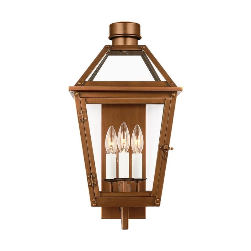 Visual Comfort Studio CO1383NCP Hyannis Three Light Wall Lantern, Natural Copper