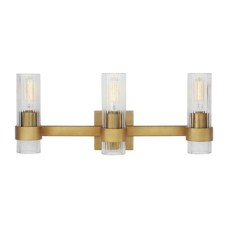 Visual Comfort Studio CV1023BBS Geneva Three Light Vanity, Burnished Brass