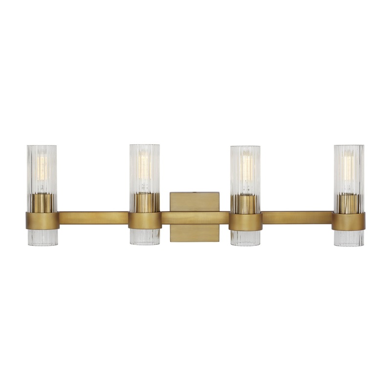 Visual Comfort Studio CV1024BBS Geneva Four Light Vanity, Burnished Brass